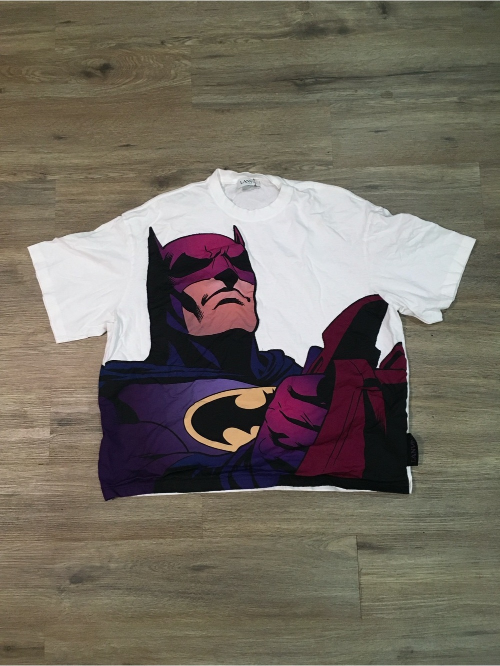 Lanvin Batman Graphic Tee in White with Purple Print